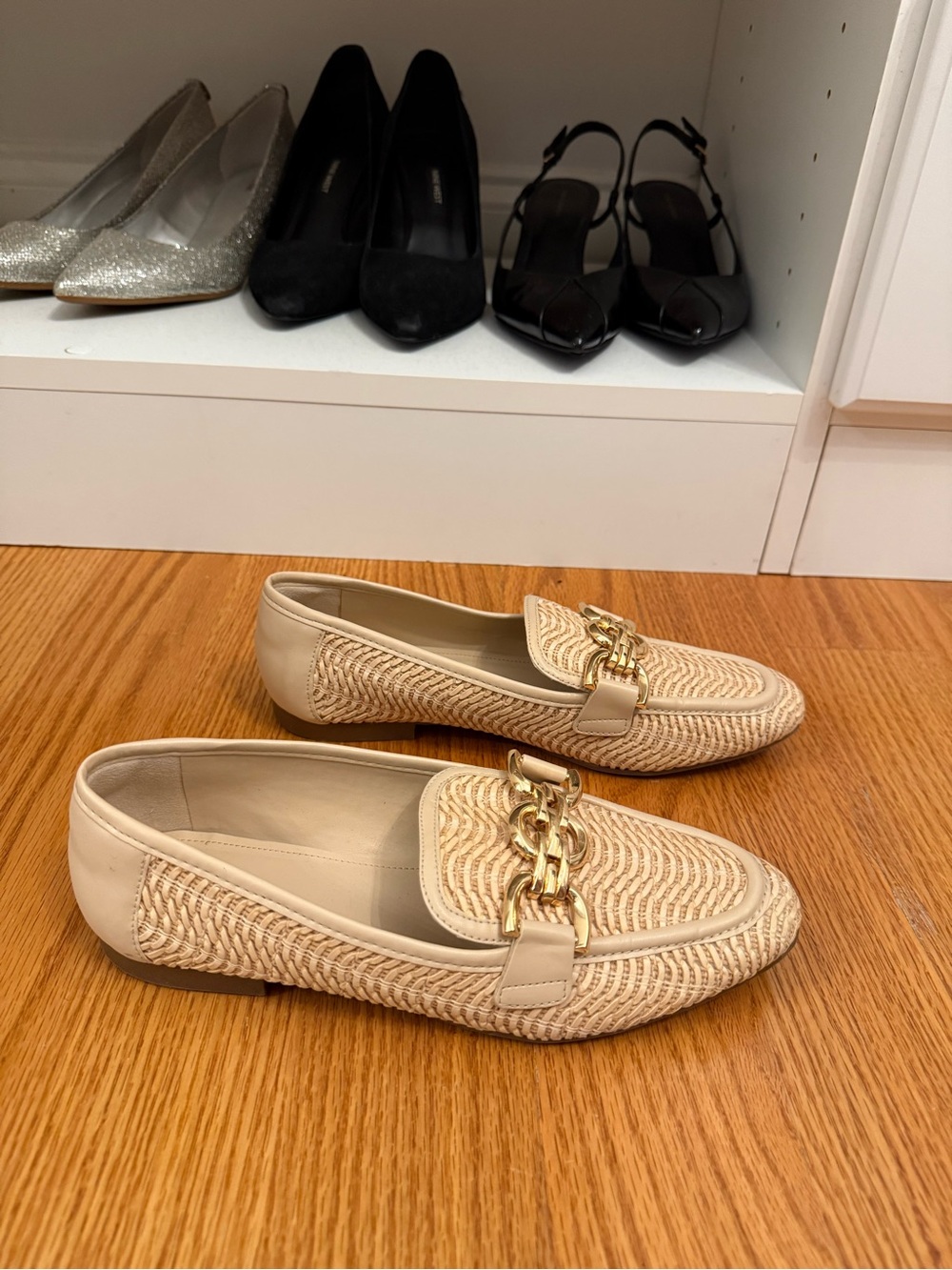 Woven Cream Womens Loafers
